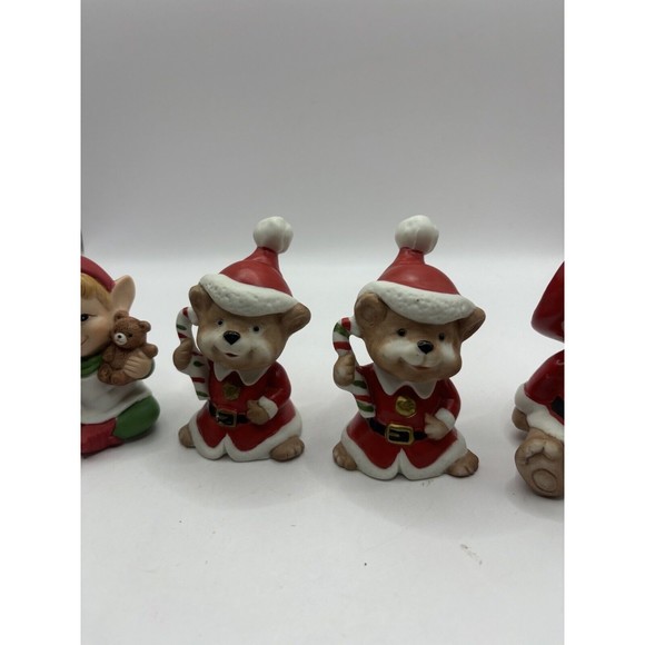Set Of 4 Homco Christmas Figurines Bears, Elf - Picture 4 of 11